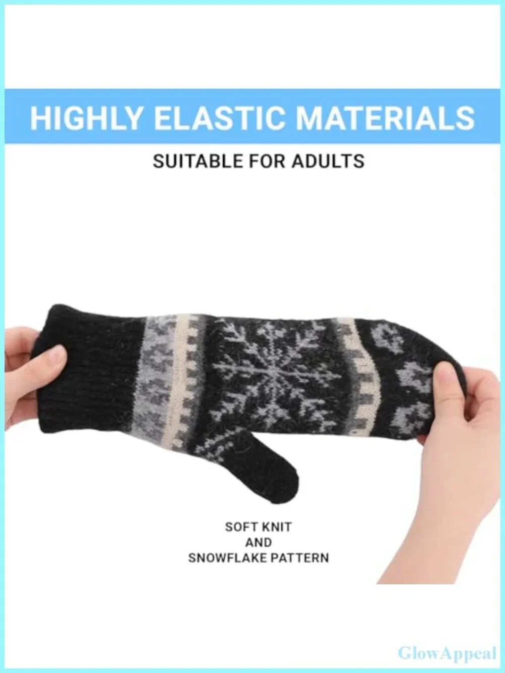 Knitted Mittens for Women Men, Warm Fleece Lined Stretchy Winter Gloves